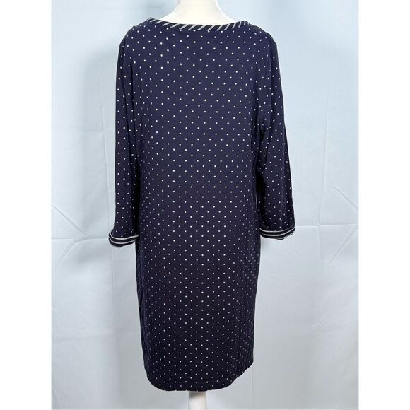 Talbots Shift Dress Womens LP Blue White Polka Dot Coastal Grandma Cottagecore - Picture 2 of 10
